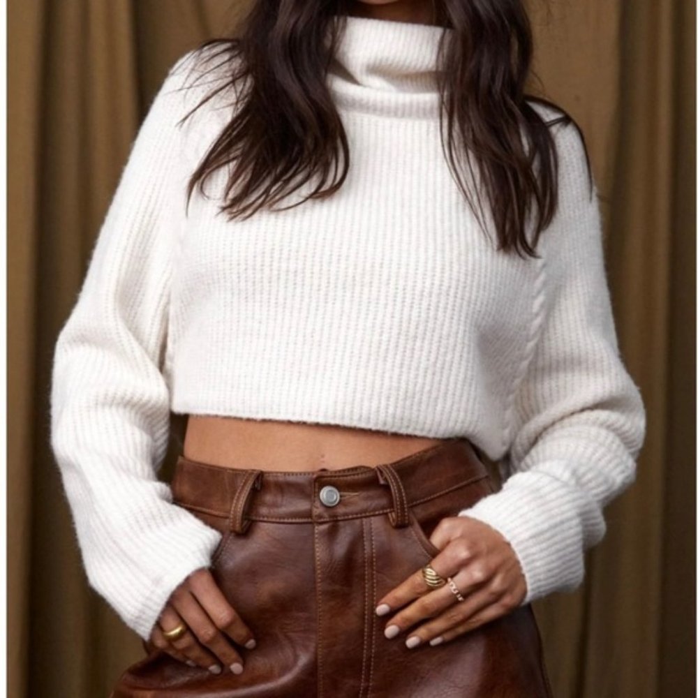 12th Tribe No Chill Ivory Crop Sweater- S/M
